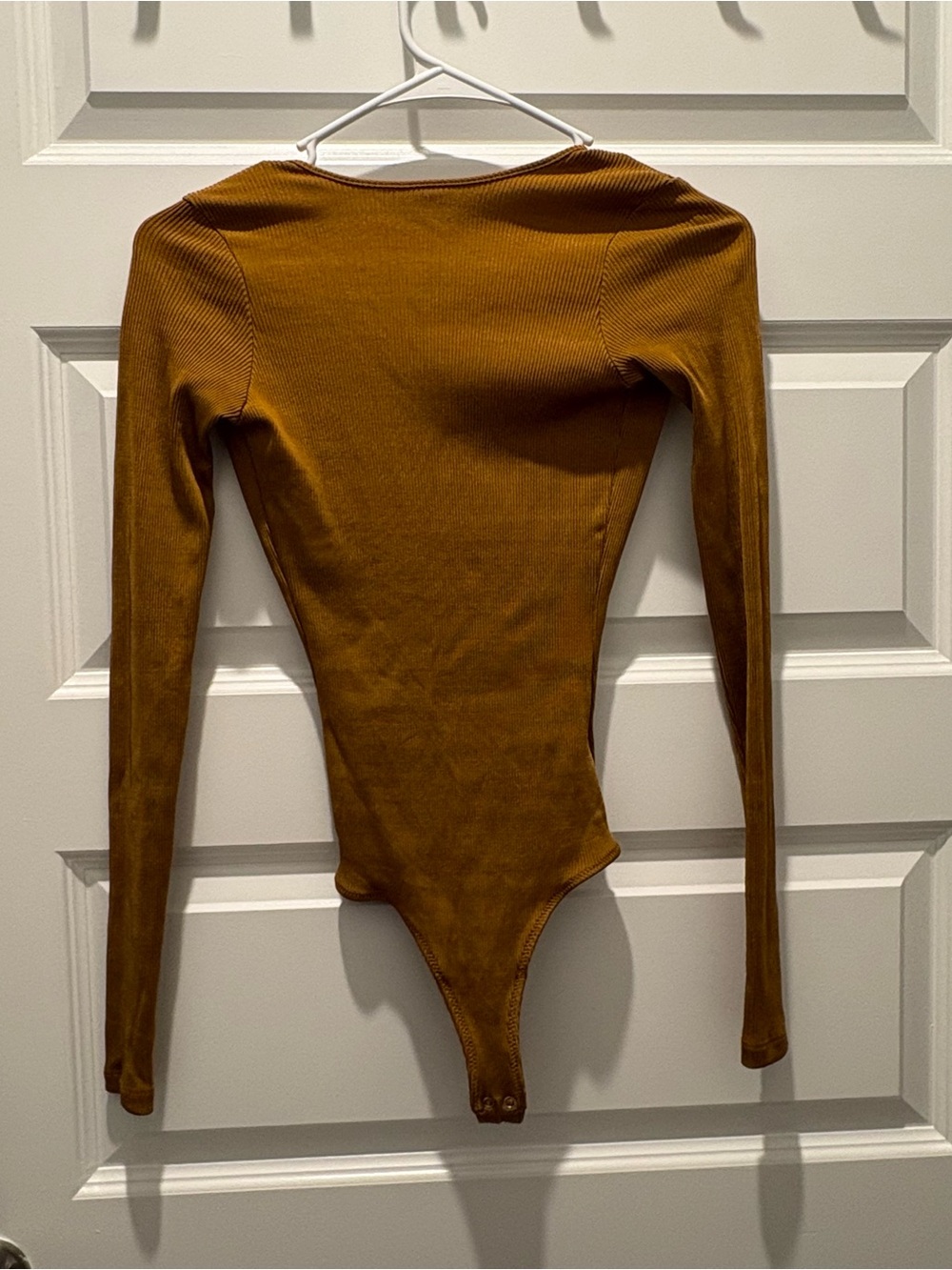 Goldsign Long Sleeve Ribbed Bodysuit in Mustard